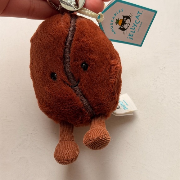 Jellycat Plush Coffee Bean Bag Charm in Brown - Picture 2 of 3